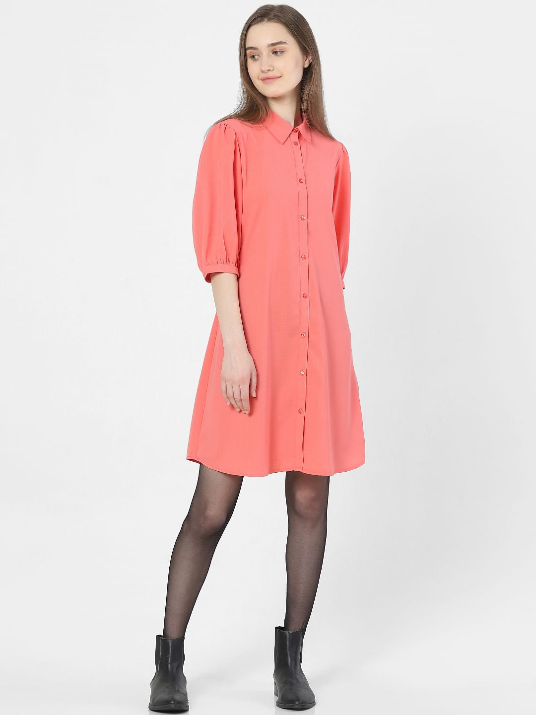 Peach Shirt Dress