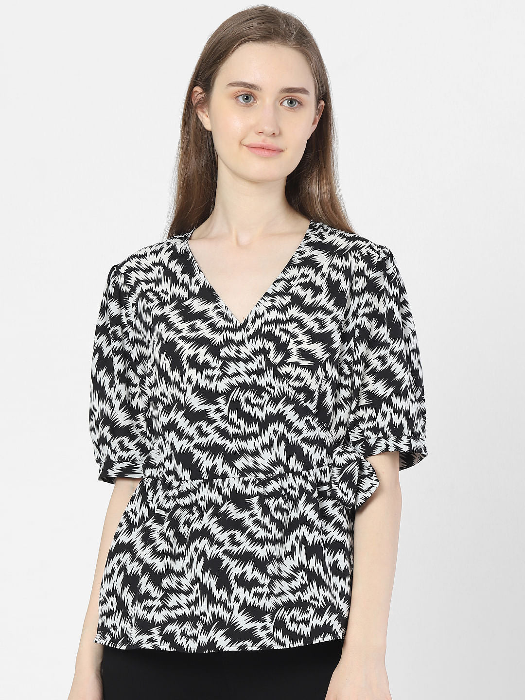 Black Abstract Print Top
