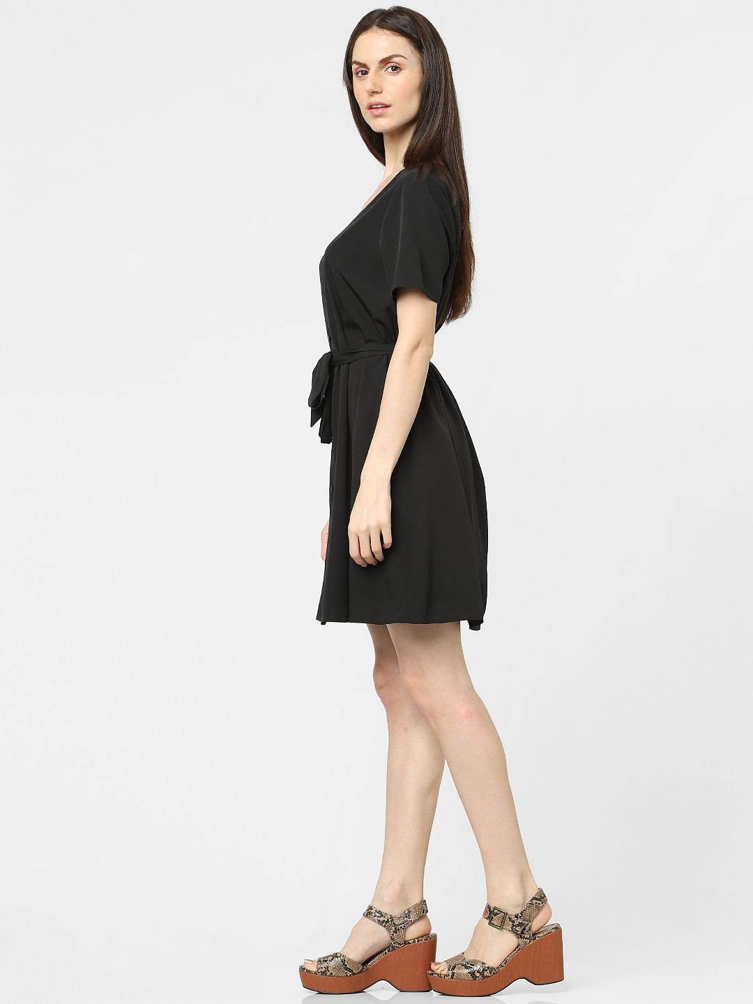 Black Buttoned Shift Dress