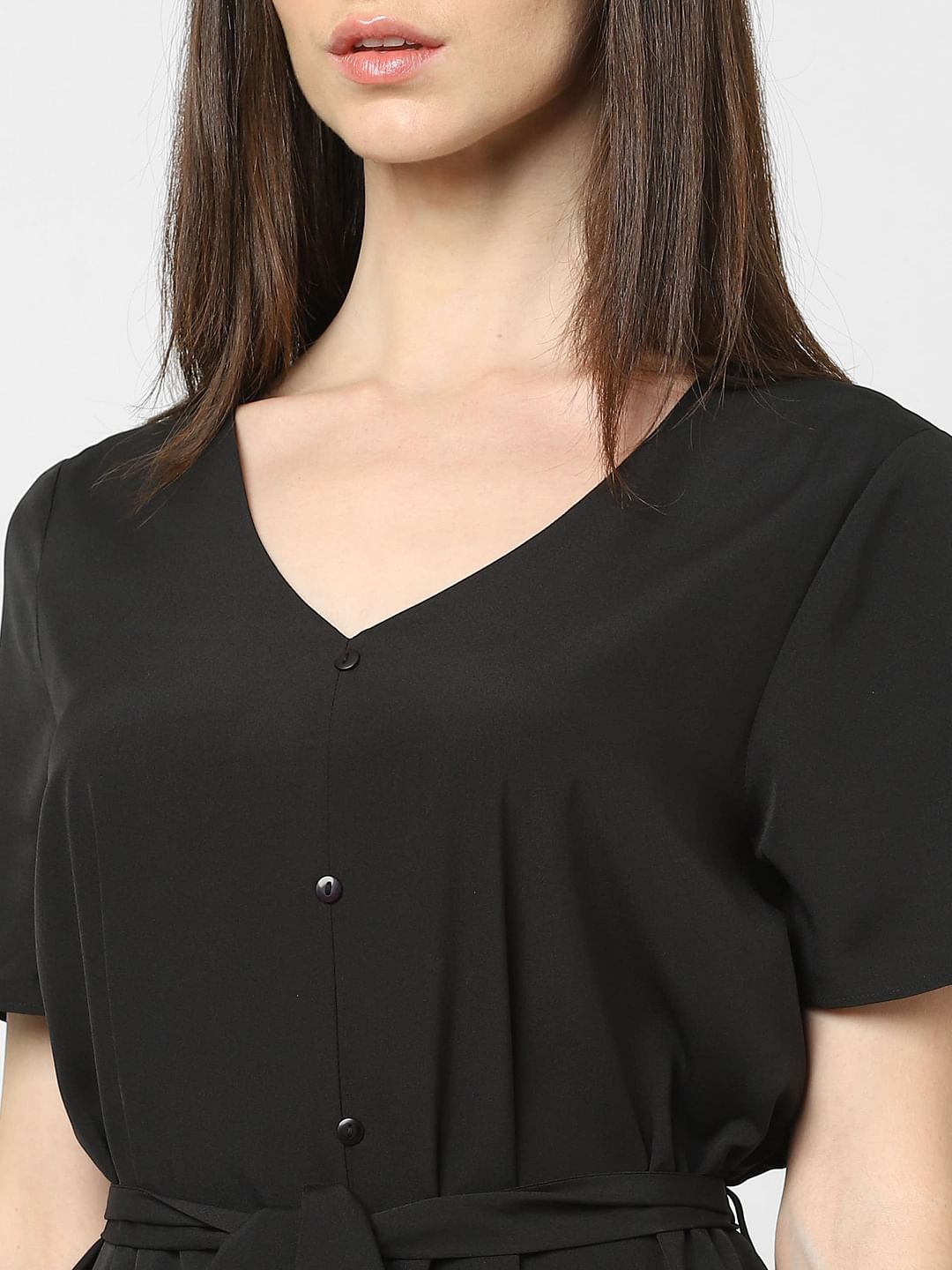 Black Buttoned Shift Dress