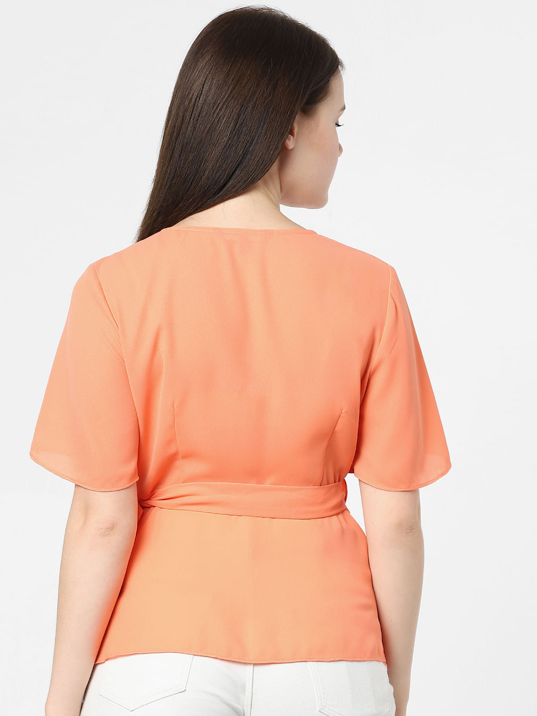 Orange Mock Wrap Top