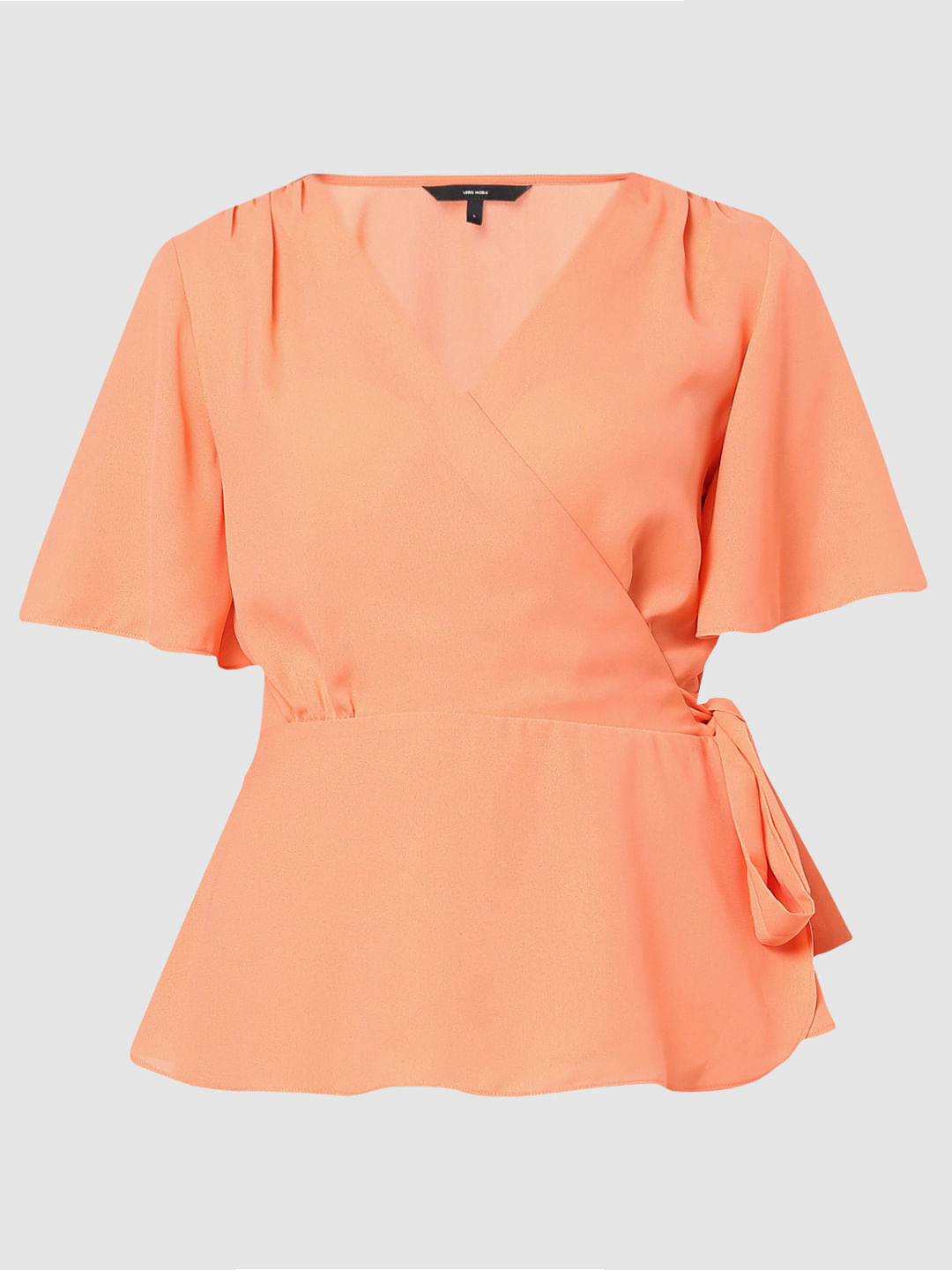 Orange Mock Wrap Top