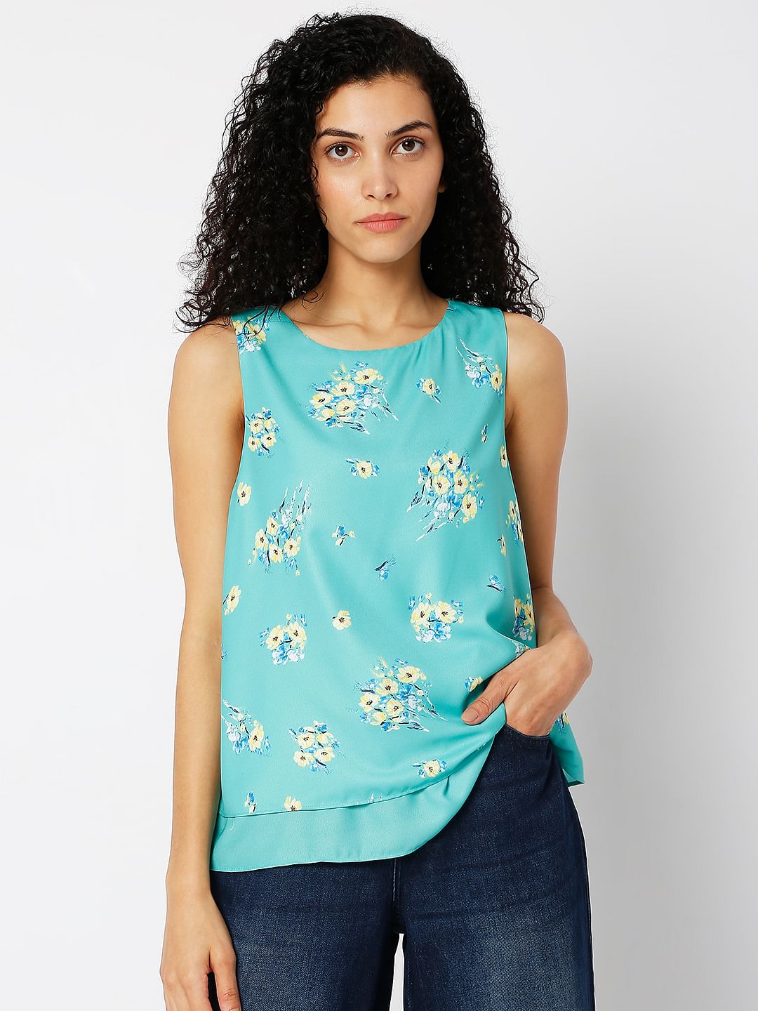 Green Floral Top