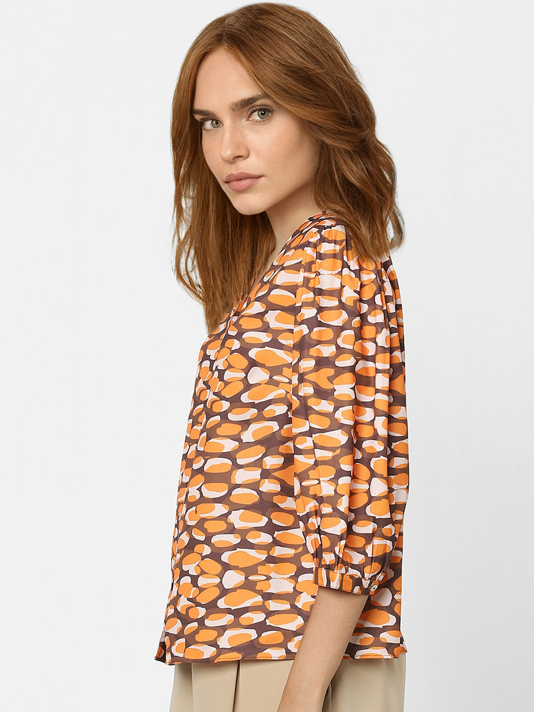 Brown Printed Top