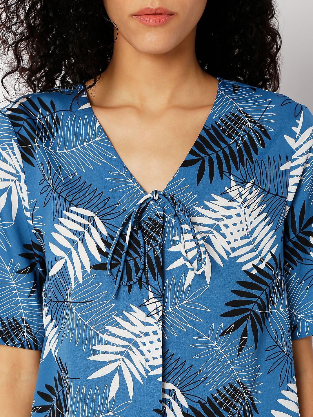 Blue Tropical Print Top
