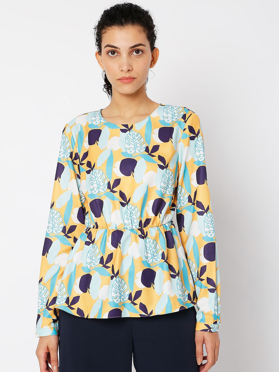 Green Floral Print Top