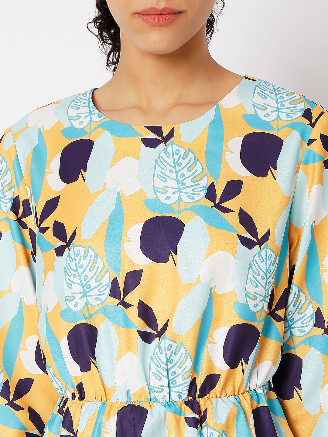 Green Floral Print Top