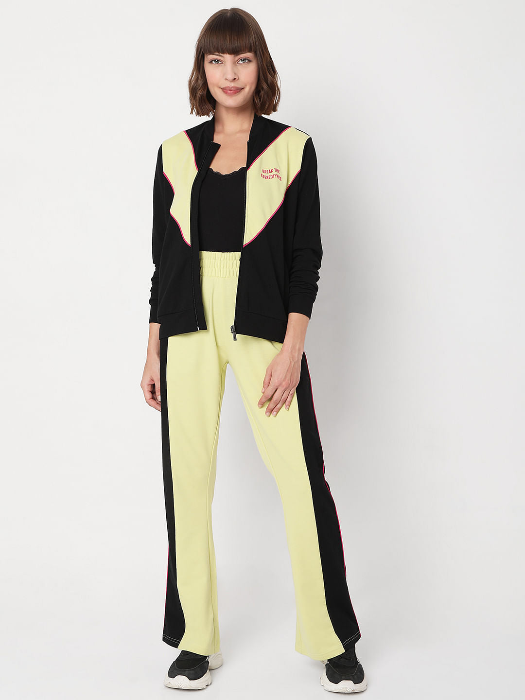 Green Colourblocked Co-Ord Sweatshirt