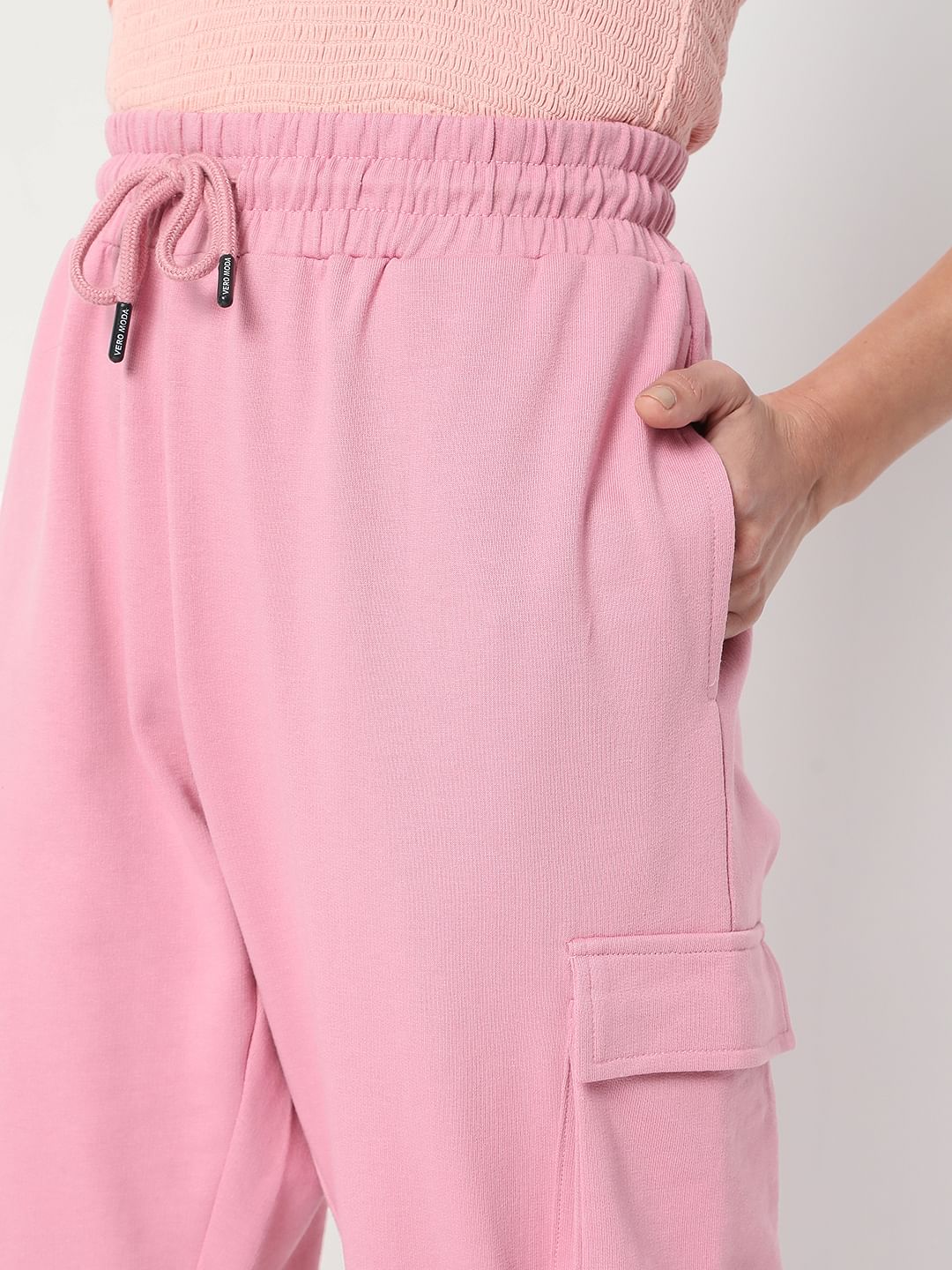 Pink High Rise Cargo Co-Ord Set Joggers