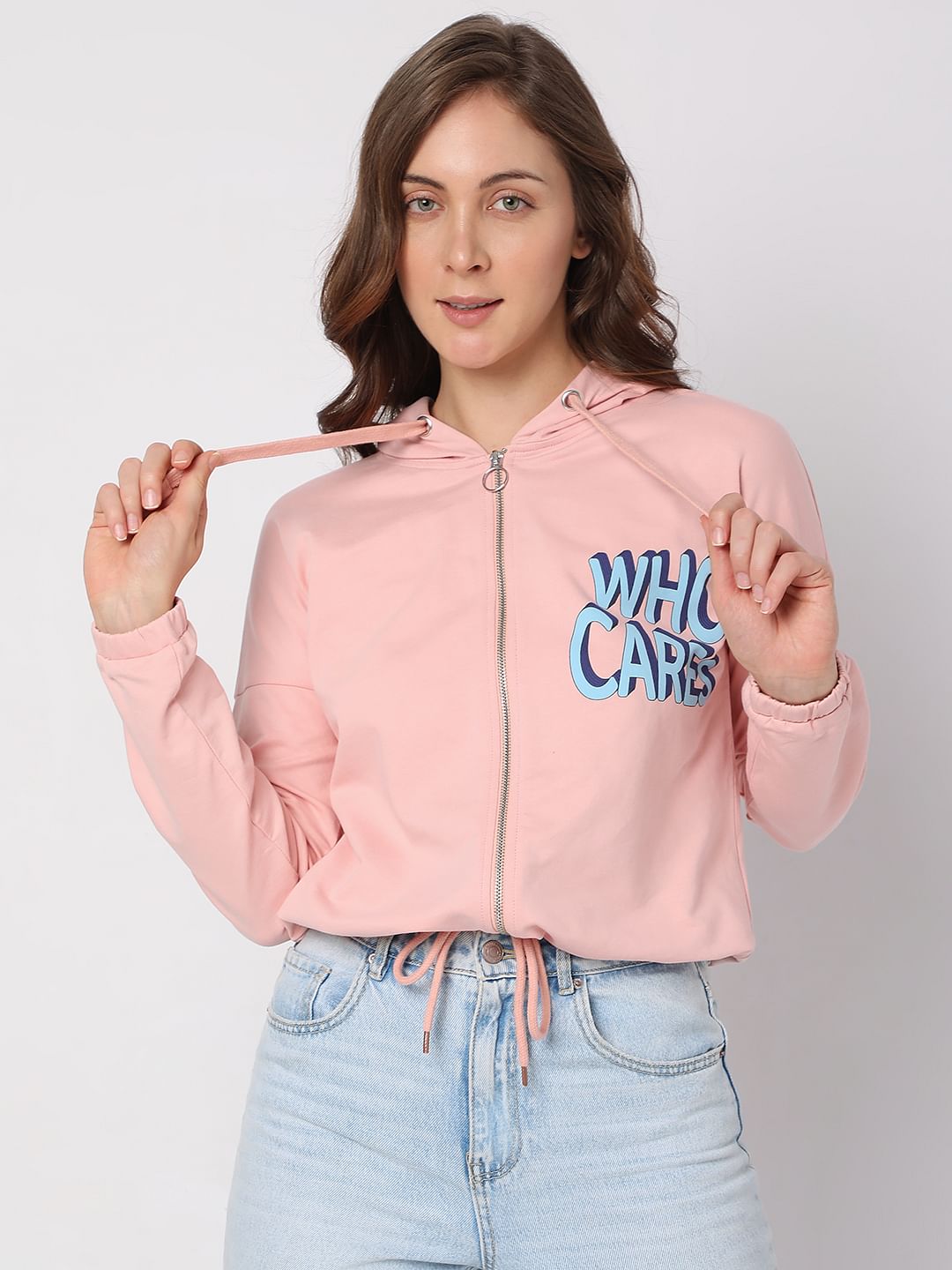 Pink Zip-Up Hooded Sweatshirt