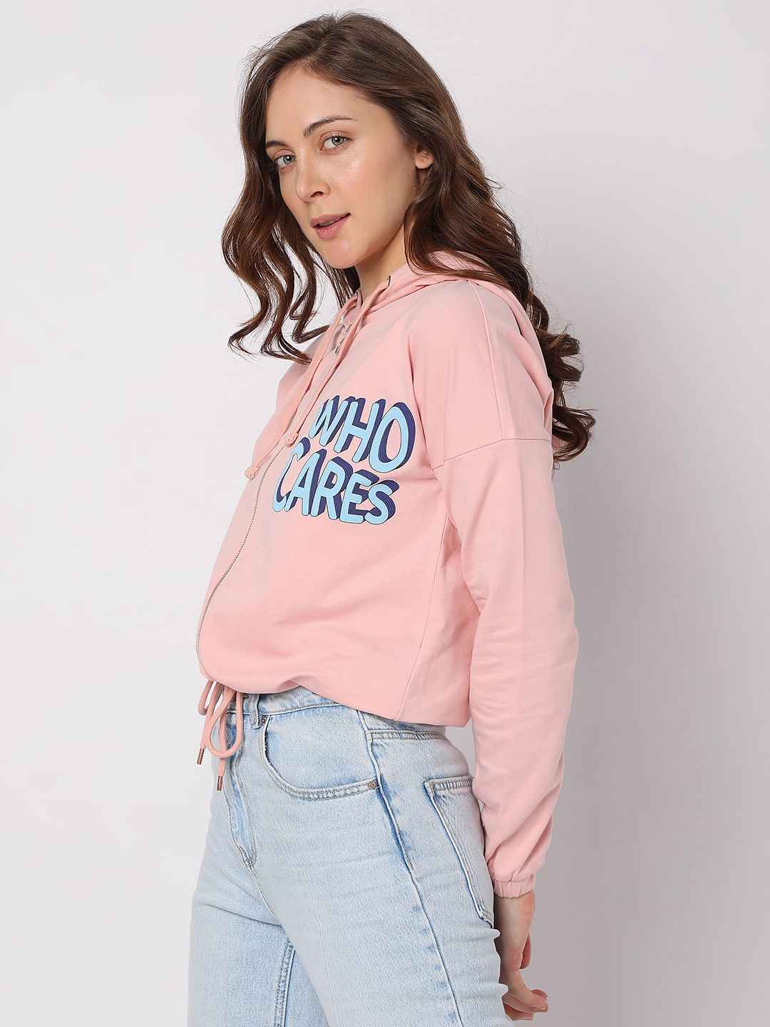 Pink Zip-Up Hooded Sweatshirt