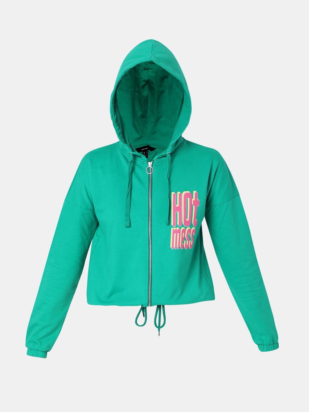Green Zip-Up Hooded Sweatshirt
