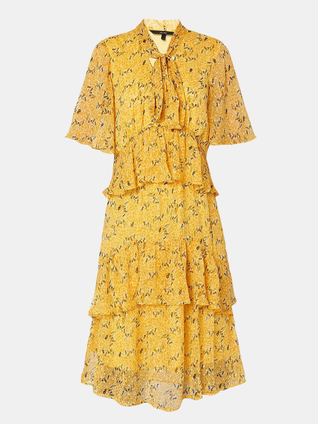 Yellow Floral Midi Dress