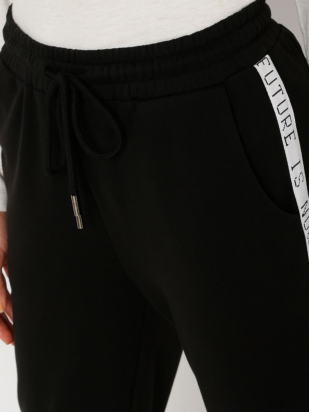 Black High Rise Tape Detail Co-Ord Set Sweatpants