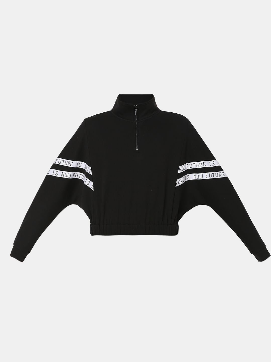 Black Cropped Co-Ord Sweatshirt