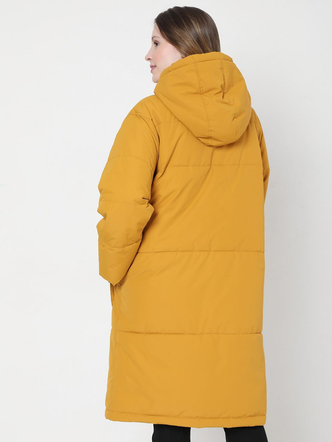 Mustard Yellow Puffer Long Jacket