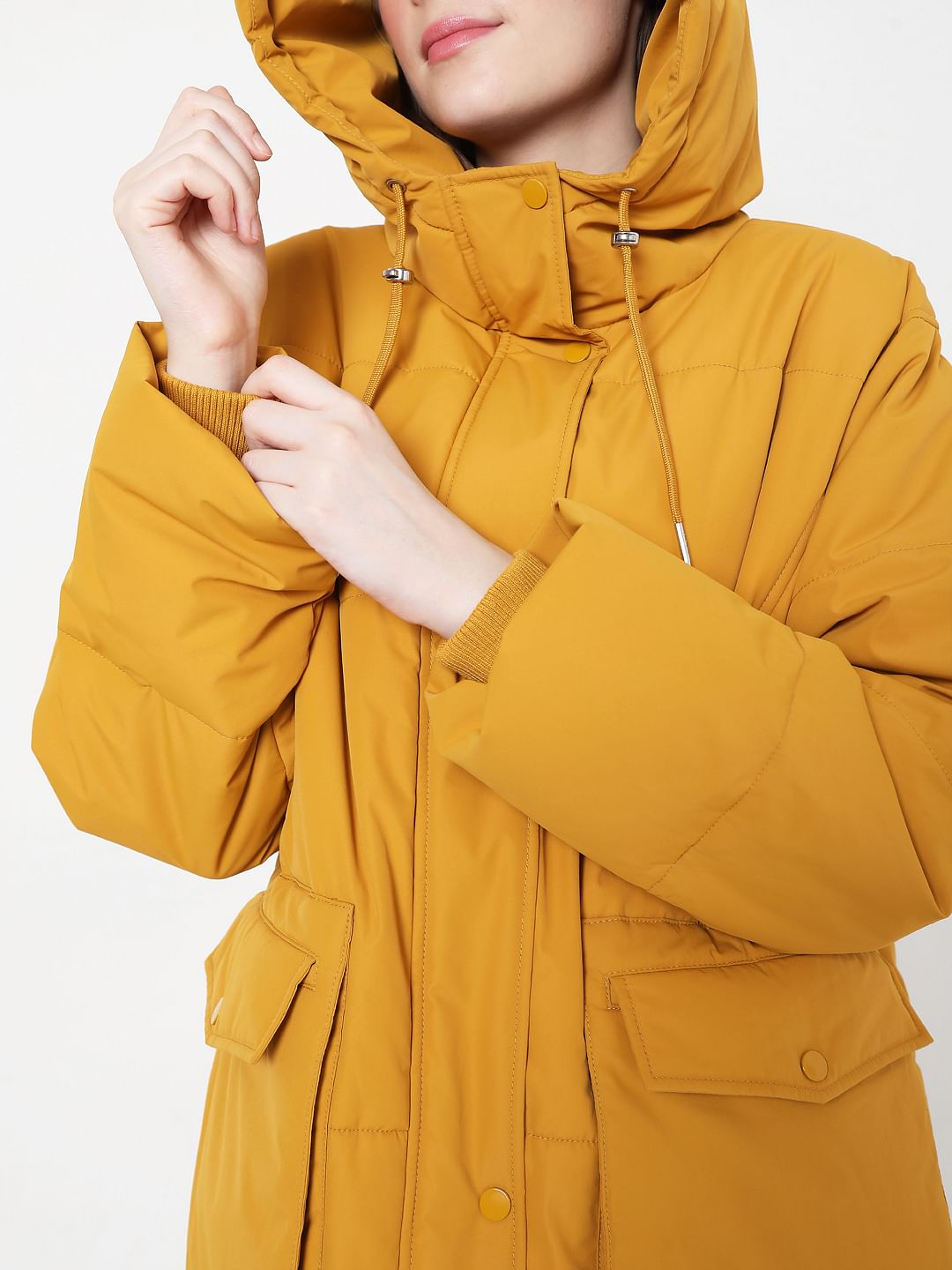 Mustard Yellow Puffer Long Jacket