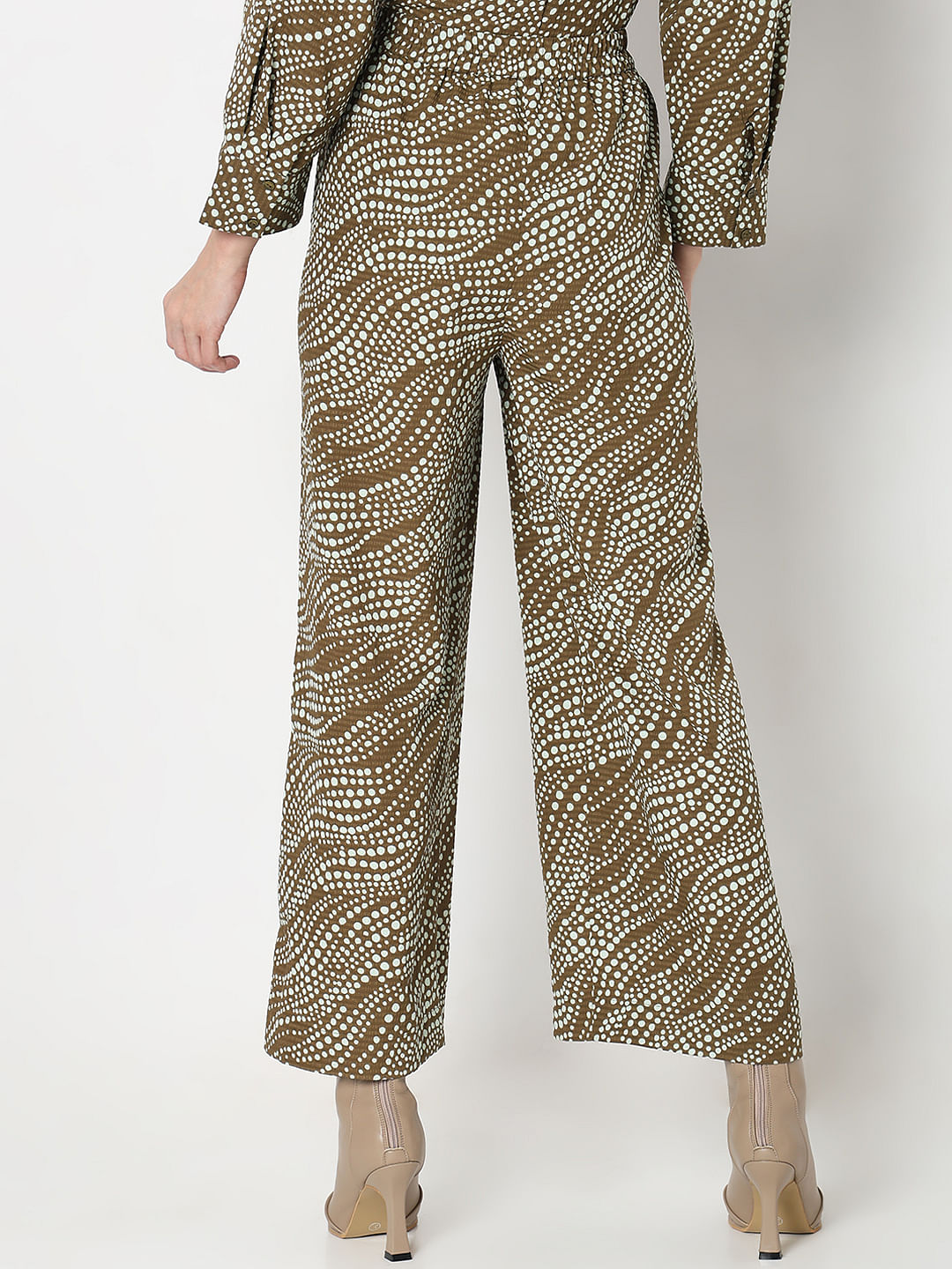 Dark Brown Printed Co-Ord Set Pants