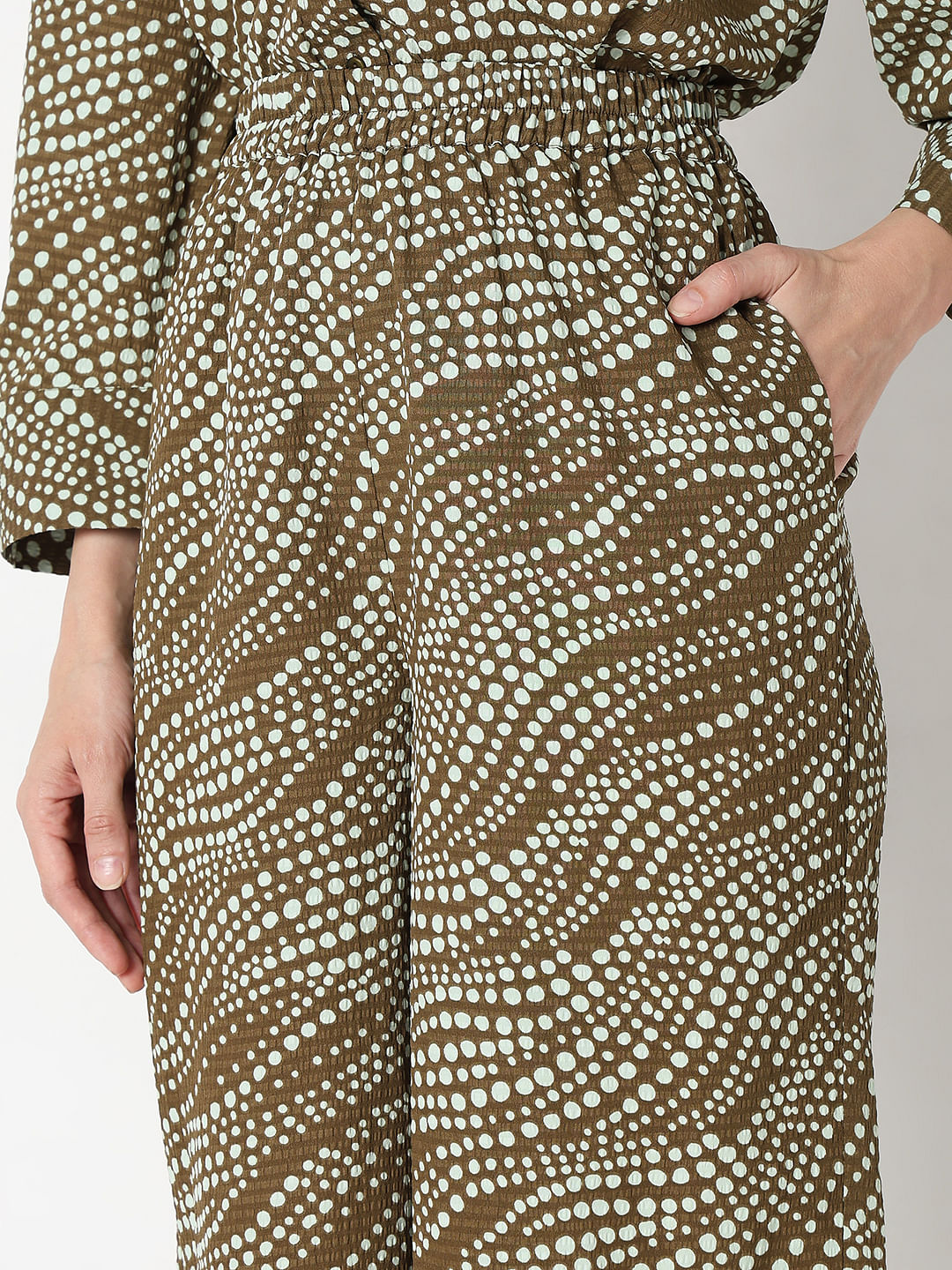 Dark Brown Printed Co-Ord Set Pants