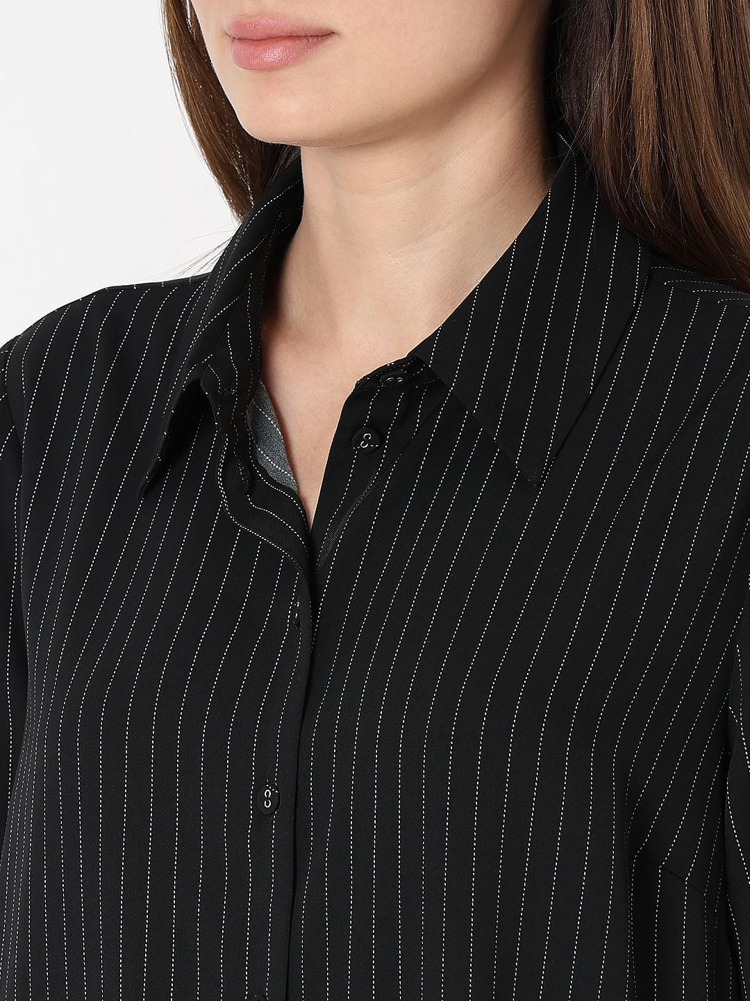 Black Pinstripe Co-Ord Set Shirt