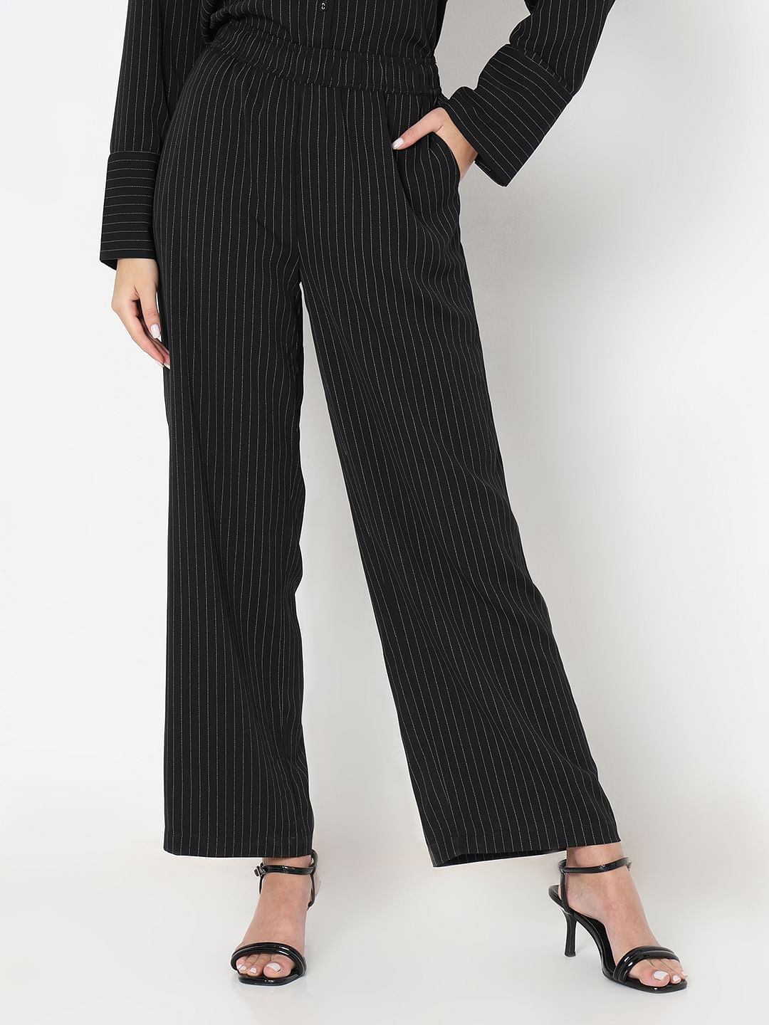 Black Striped Co-Ord Set Pants