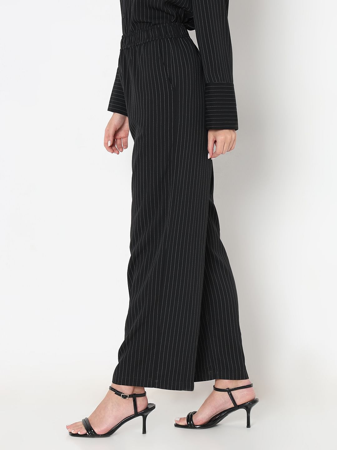 Black Striped Co-Ord Set Pants
