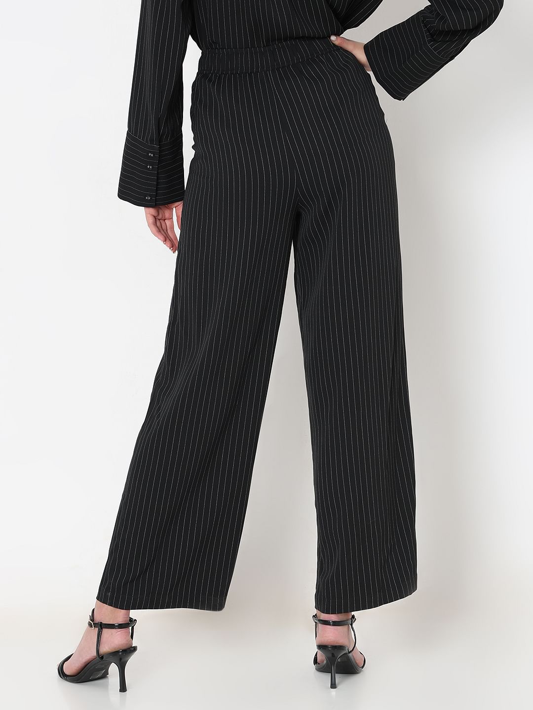Black Striped Co-Ord Set Pants