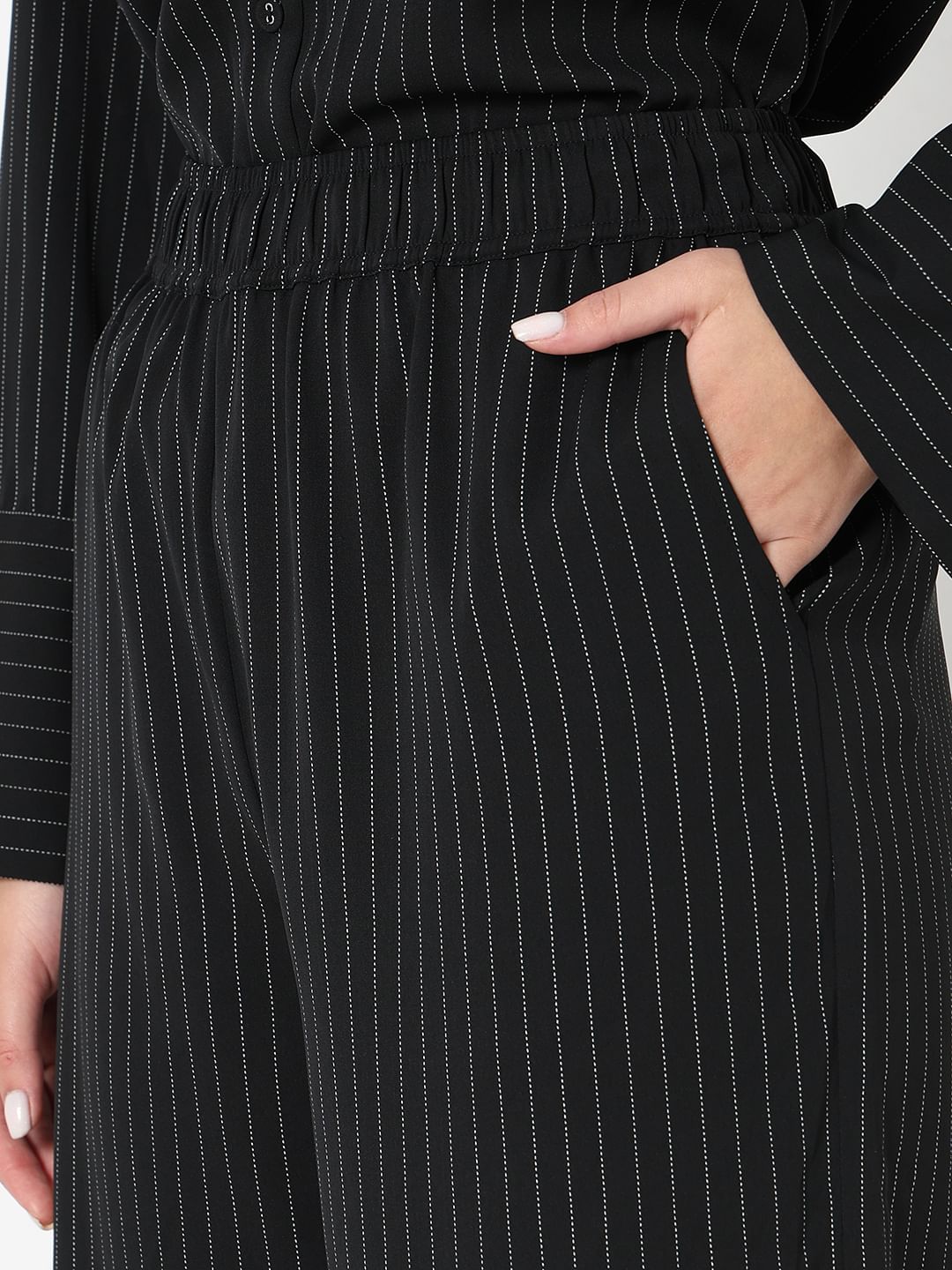 Black Striped Co-Ord Set Pants