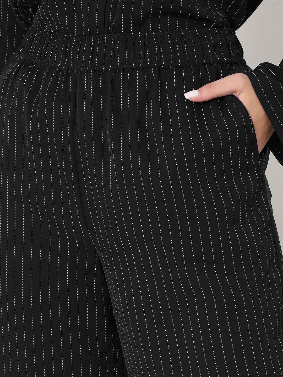 Black Striped Co-Ord Set Pants
