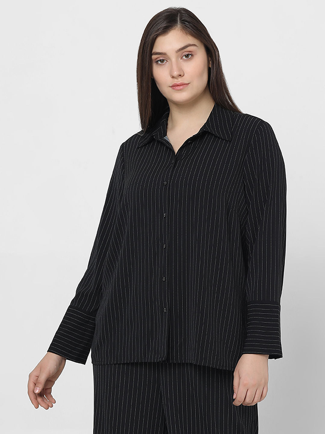 Curve Black Pinstripe Co-Ord Set Shirt