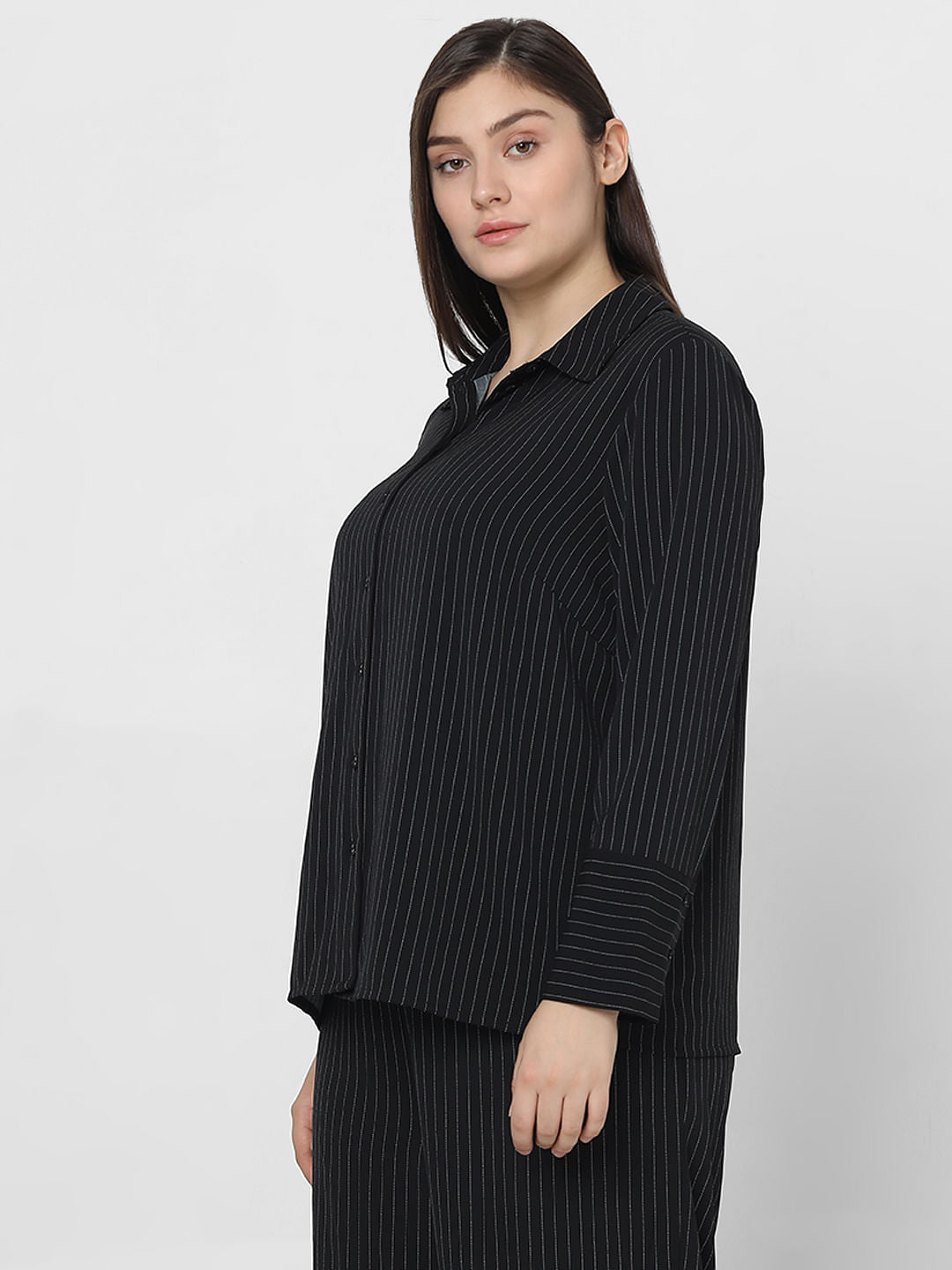 Curve Black Pinstripe Co-Ord Set Shirt