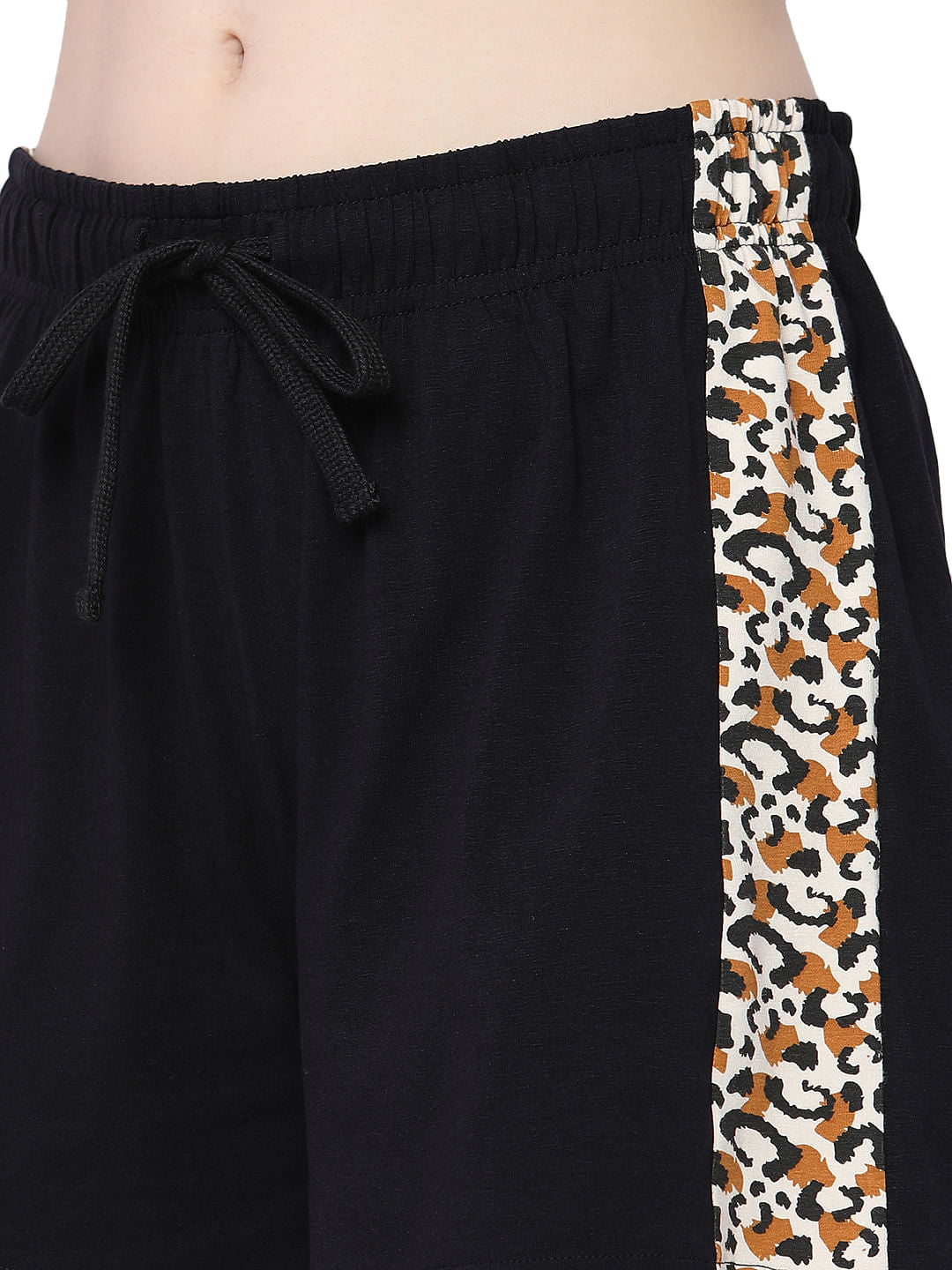 Navy Blue Animal Print T-Shirts & Shorts Night Suit-Set