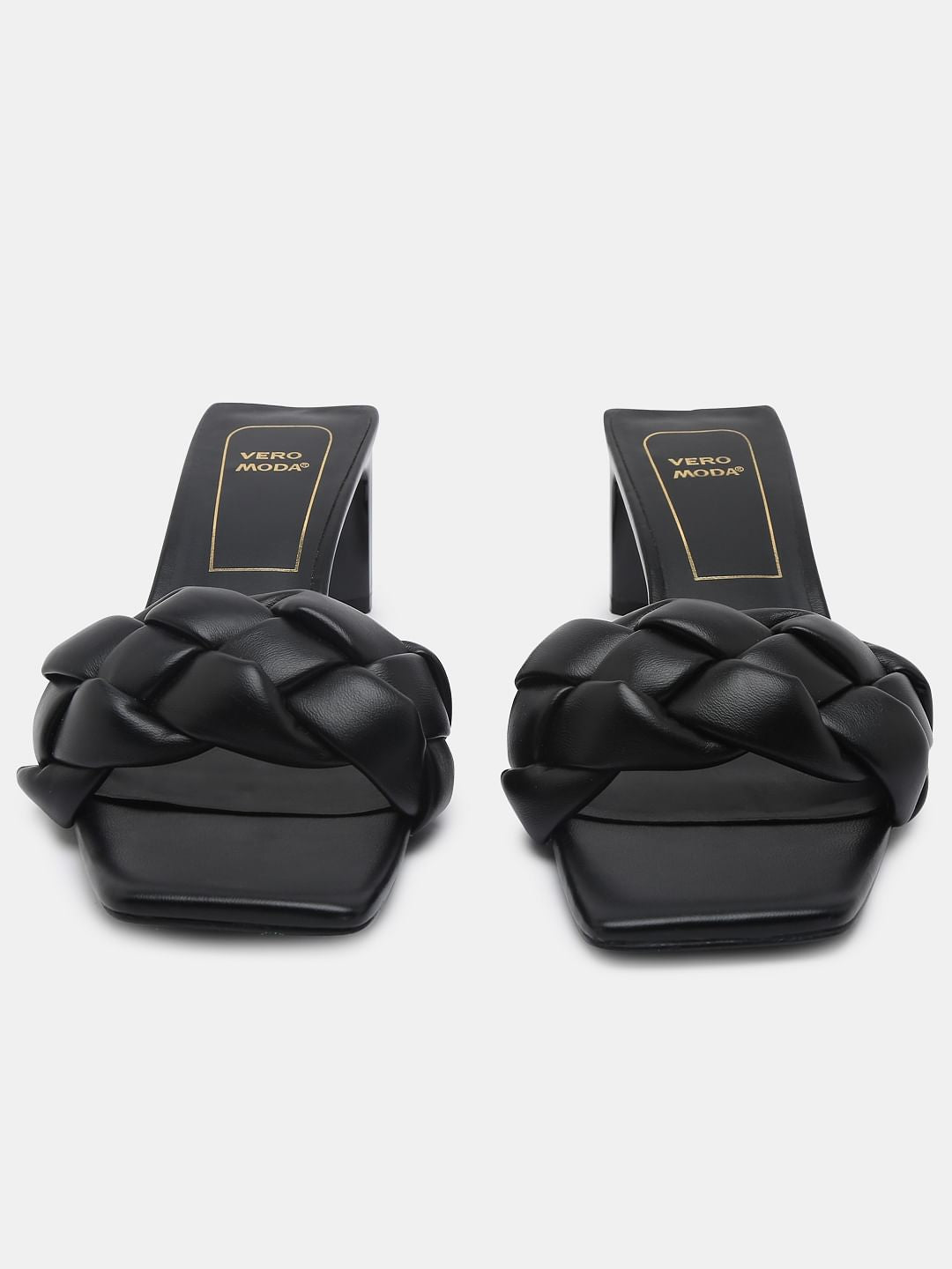 Black Braided Block Heels