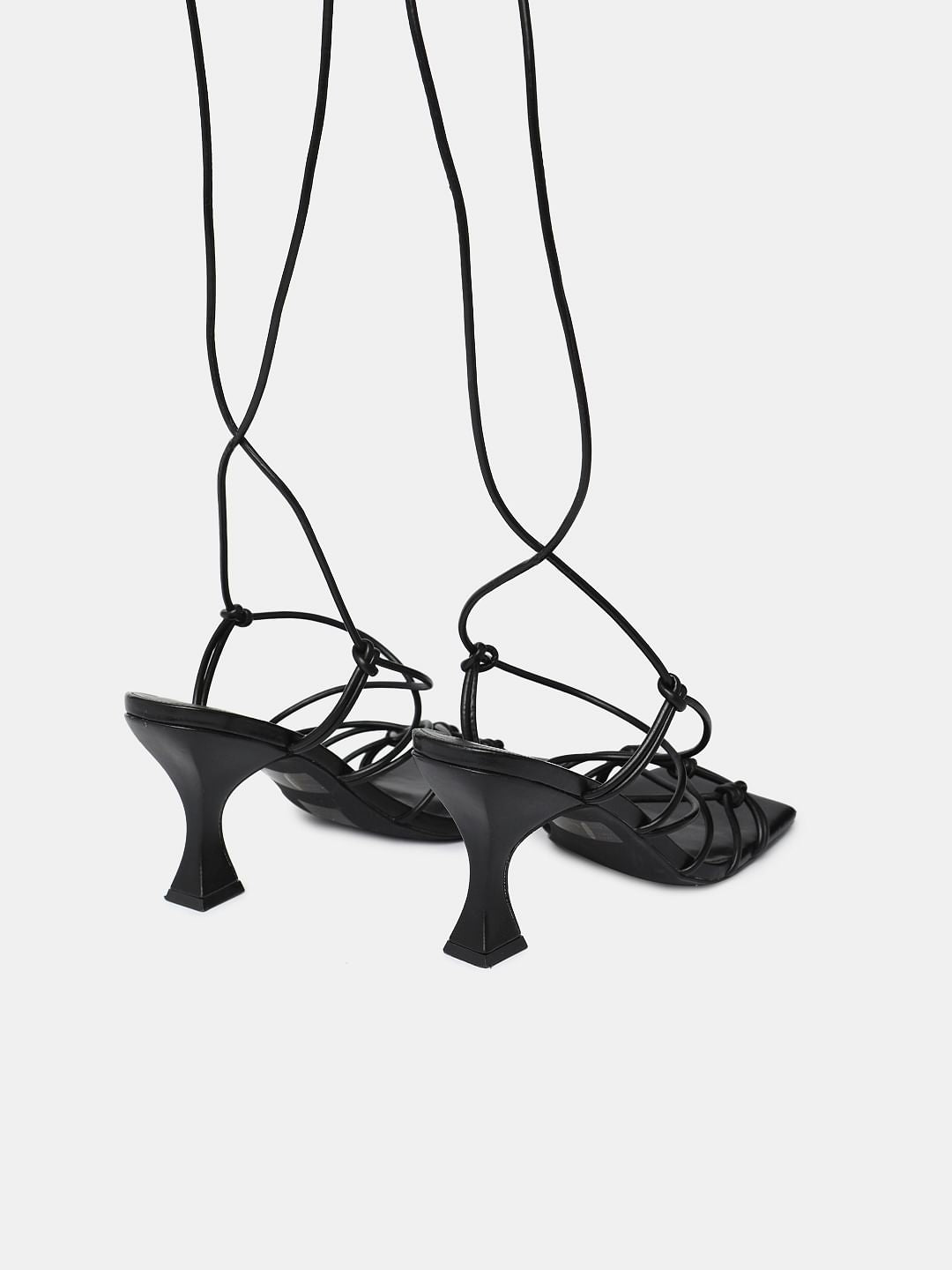 Black Tie-Up Heels