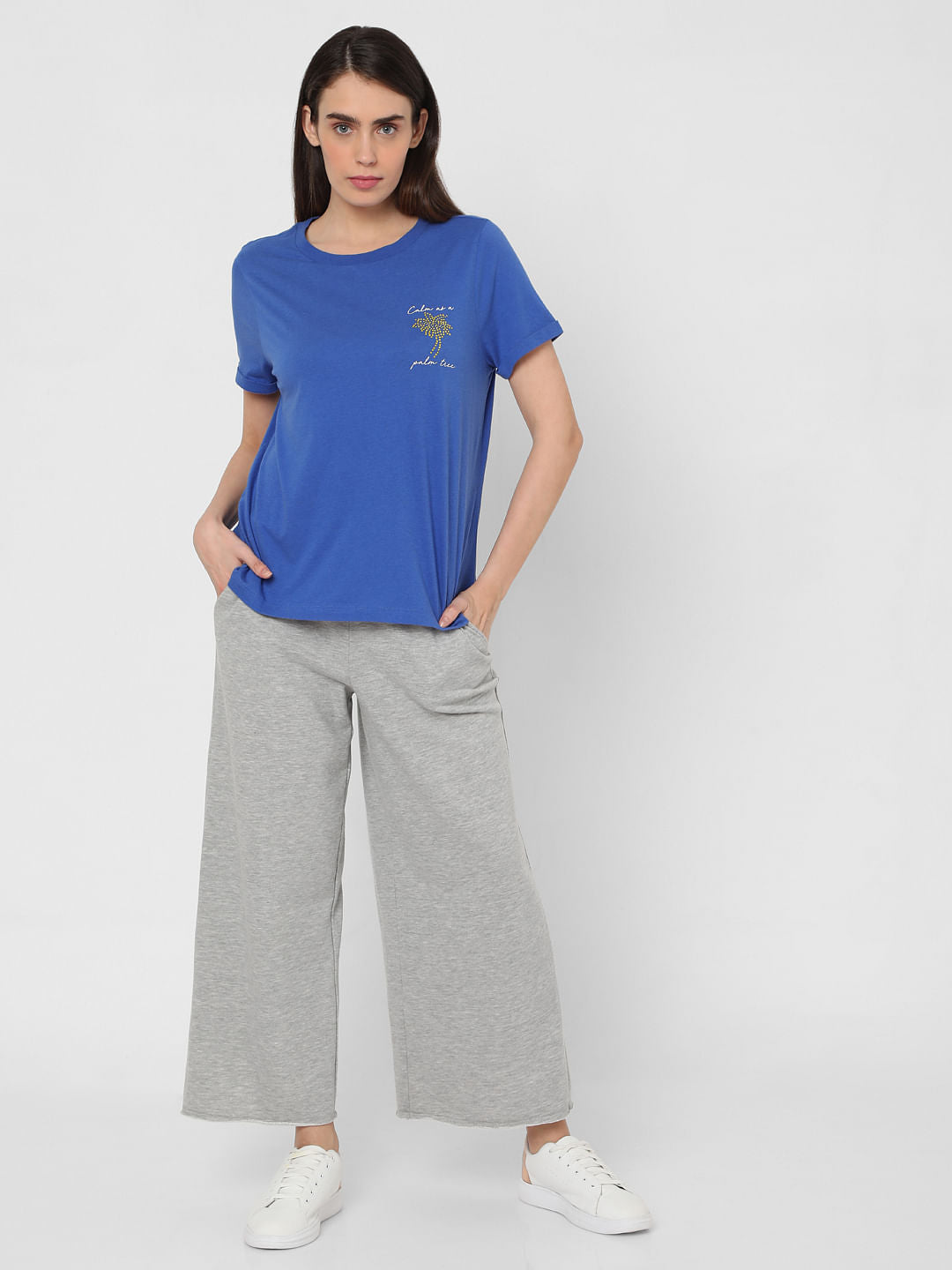 Blue Rhinestone Graphic T-Shirt