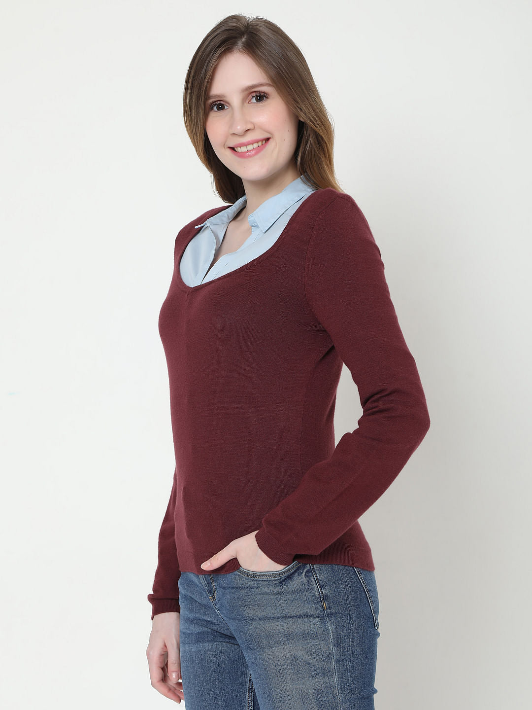 Maroon Knit Pullover