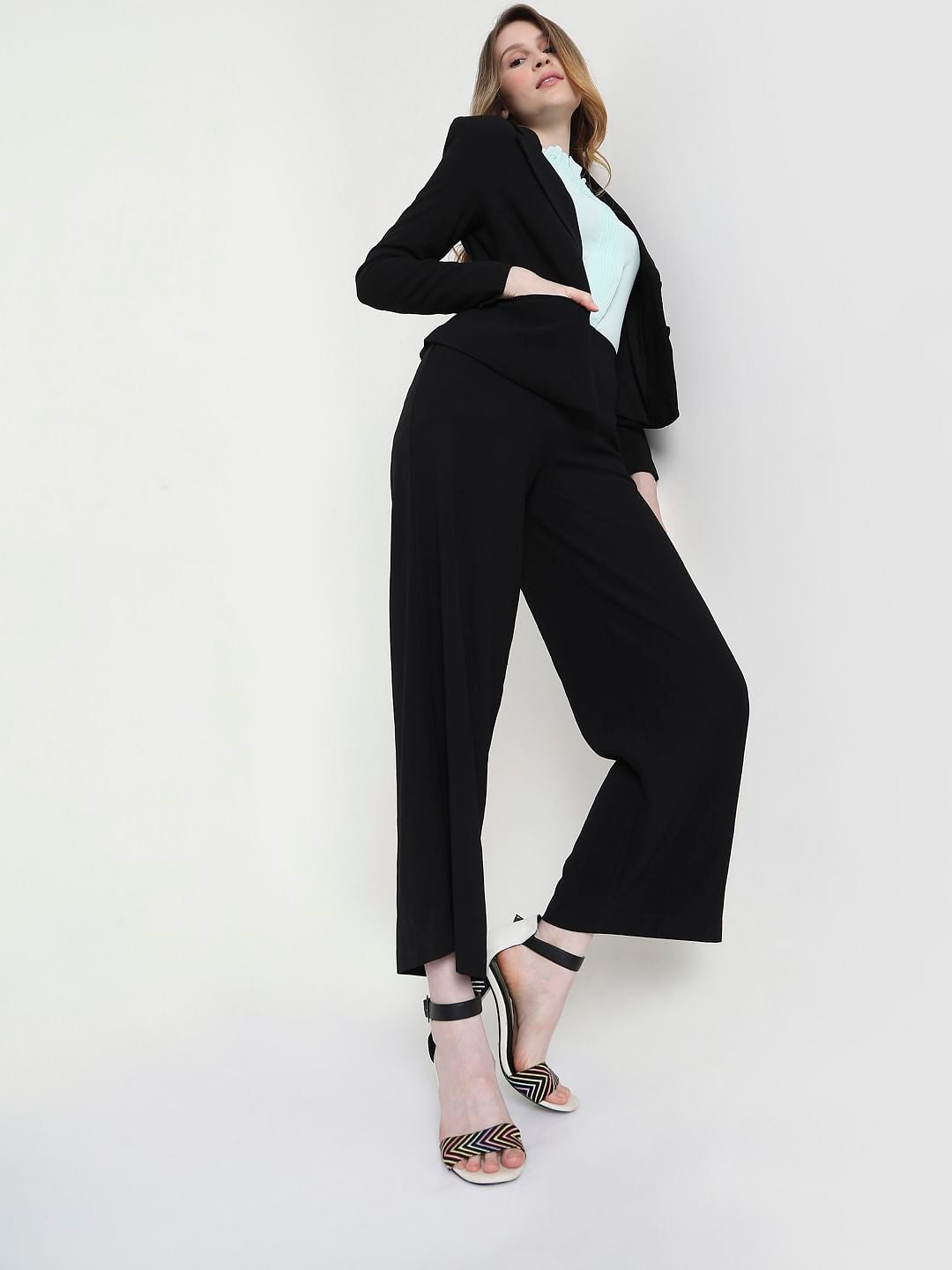 Black Flared Co-Ord Set Pants