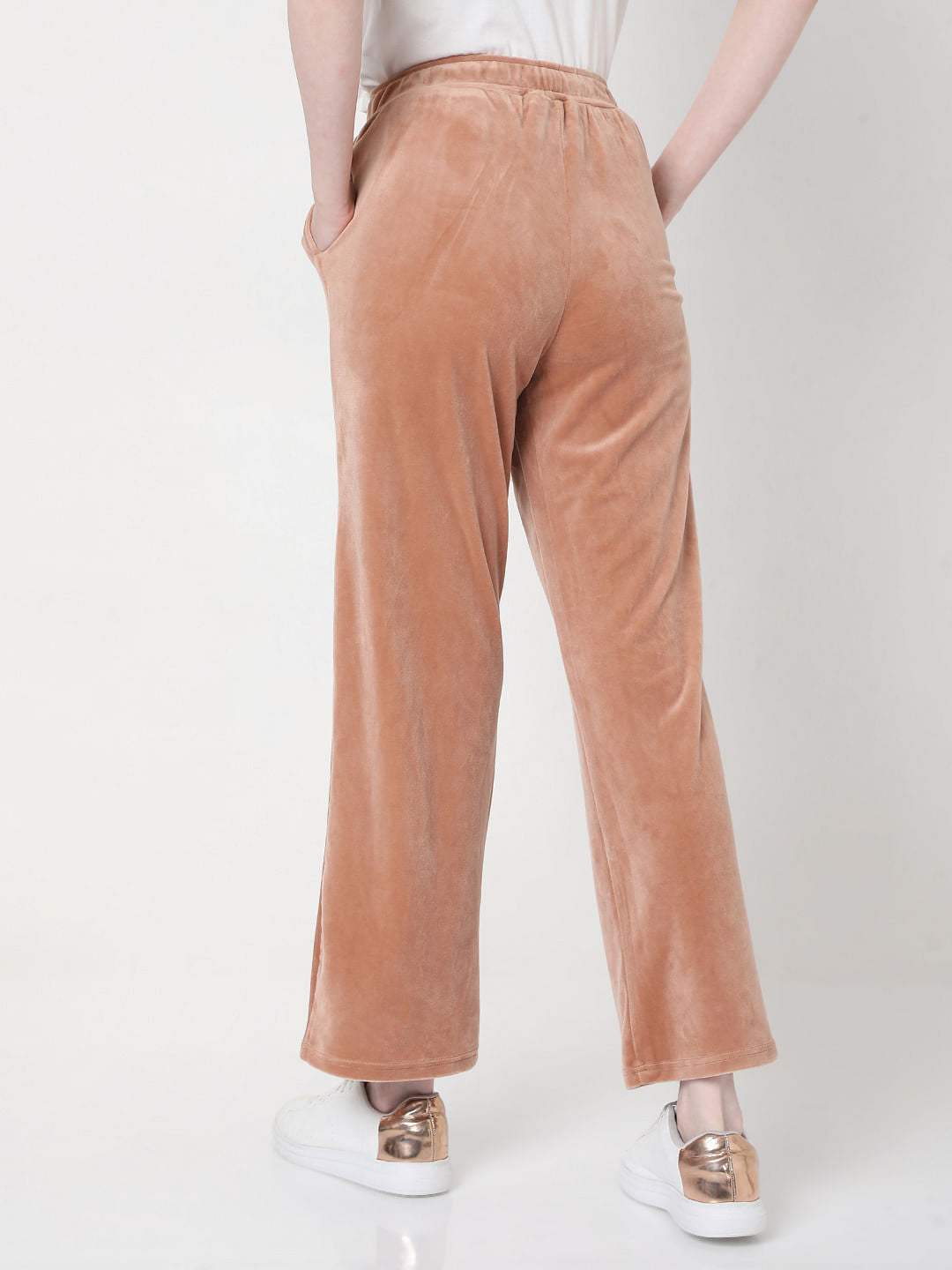 Beige Velvet Co-Ord Sweatpants