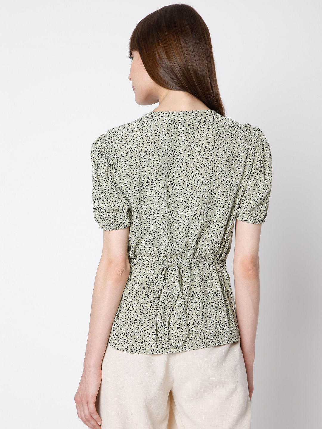 Green Disty Print Top
