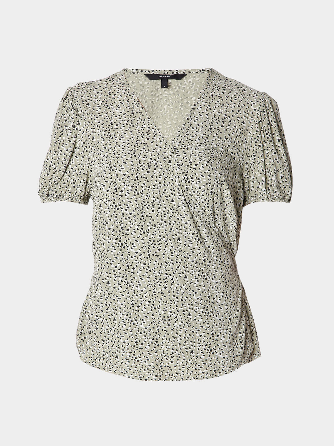 Green Disty Print Top