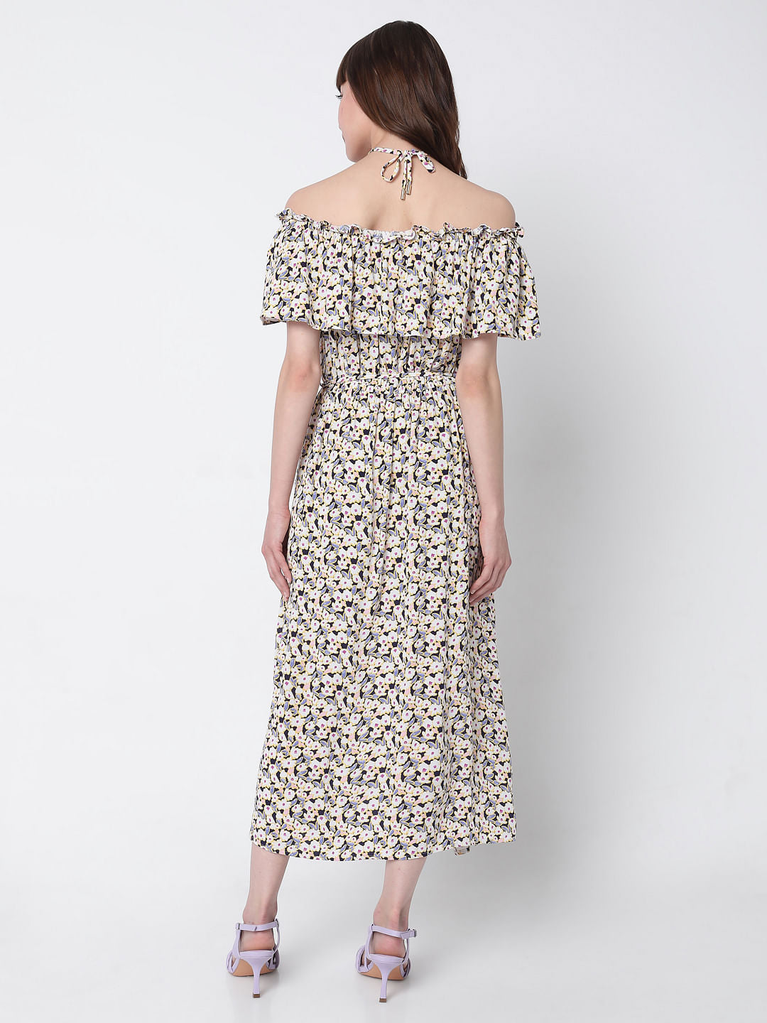 Beige Floral Maxi Dress