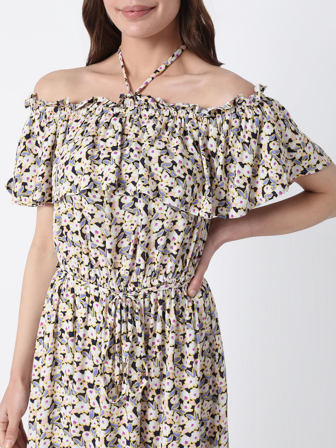 Beige Floral Maxi Dress