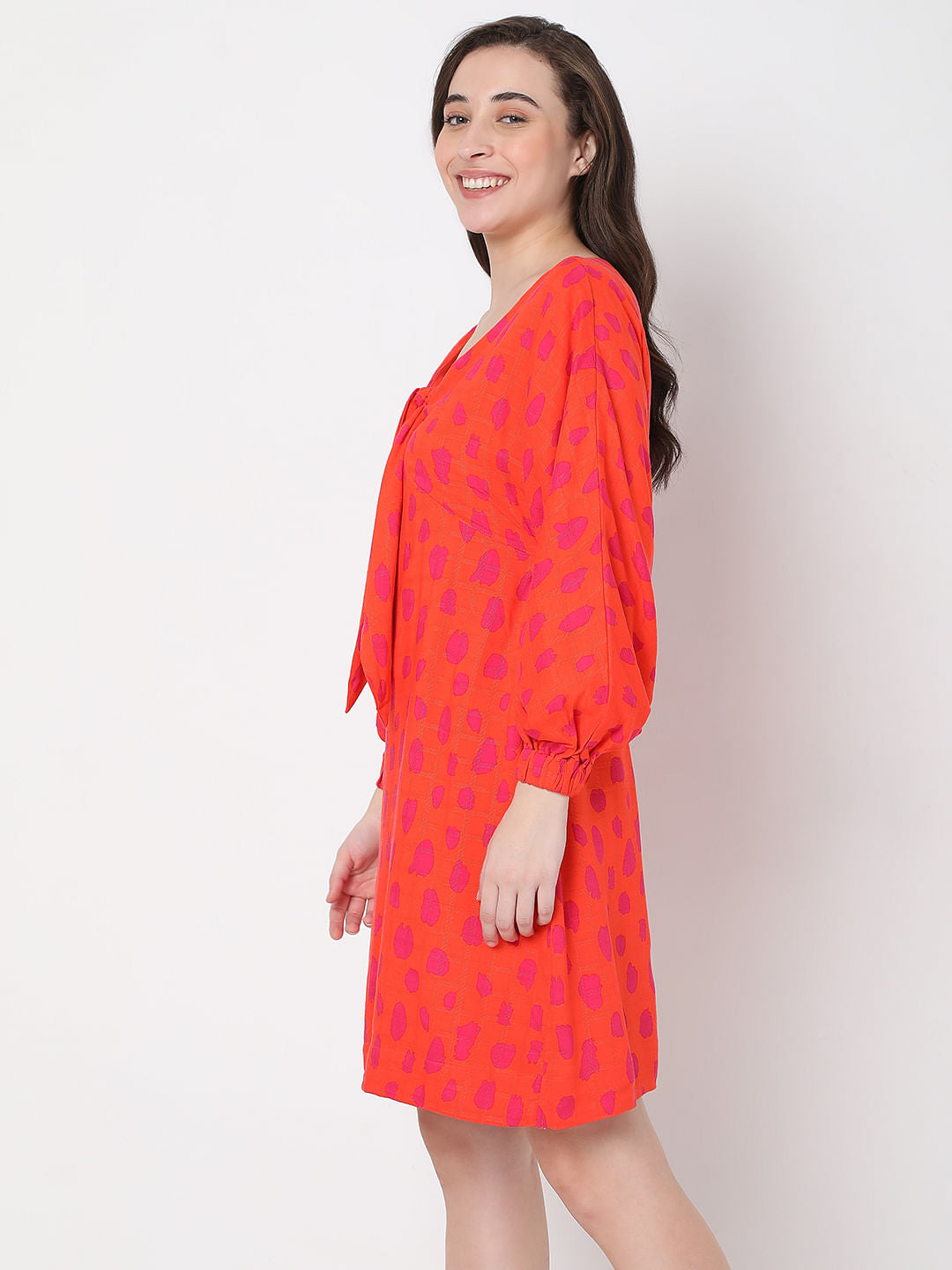 Red Polka Dot Print Shift Dress