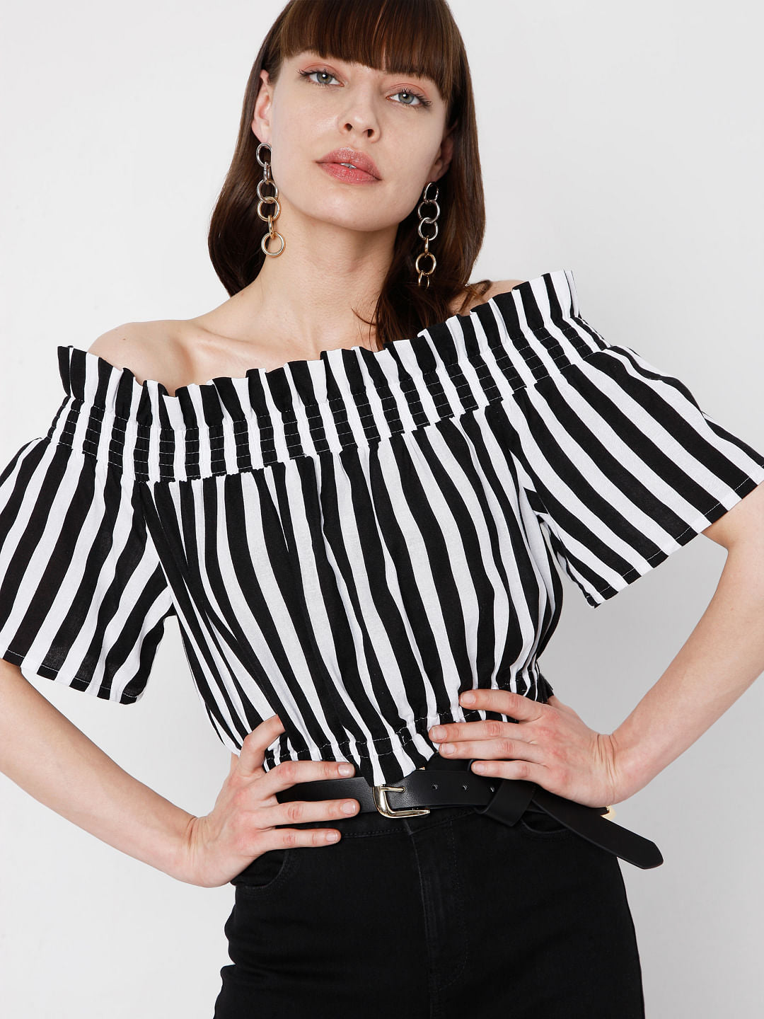 Black & White Vertical Stripe Top