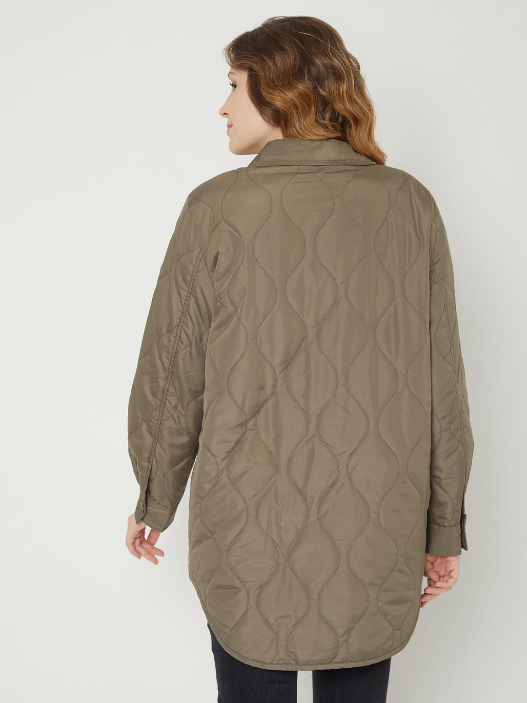 Grey Patterned Quilted Jacket