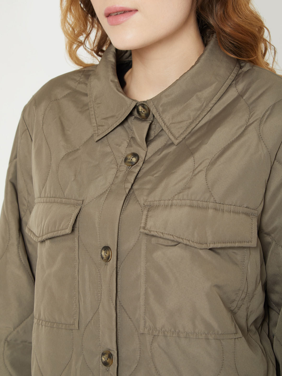 Grey Patterned Quilted Jacket