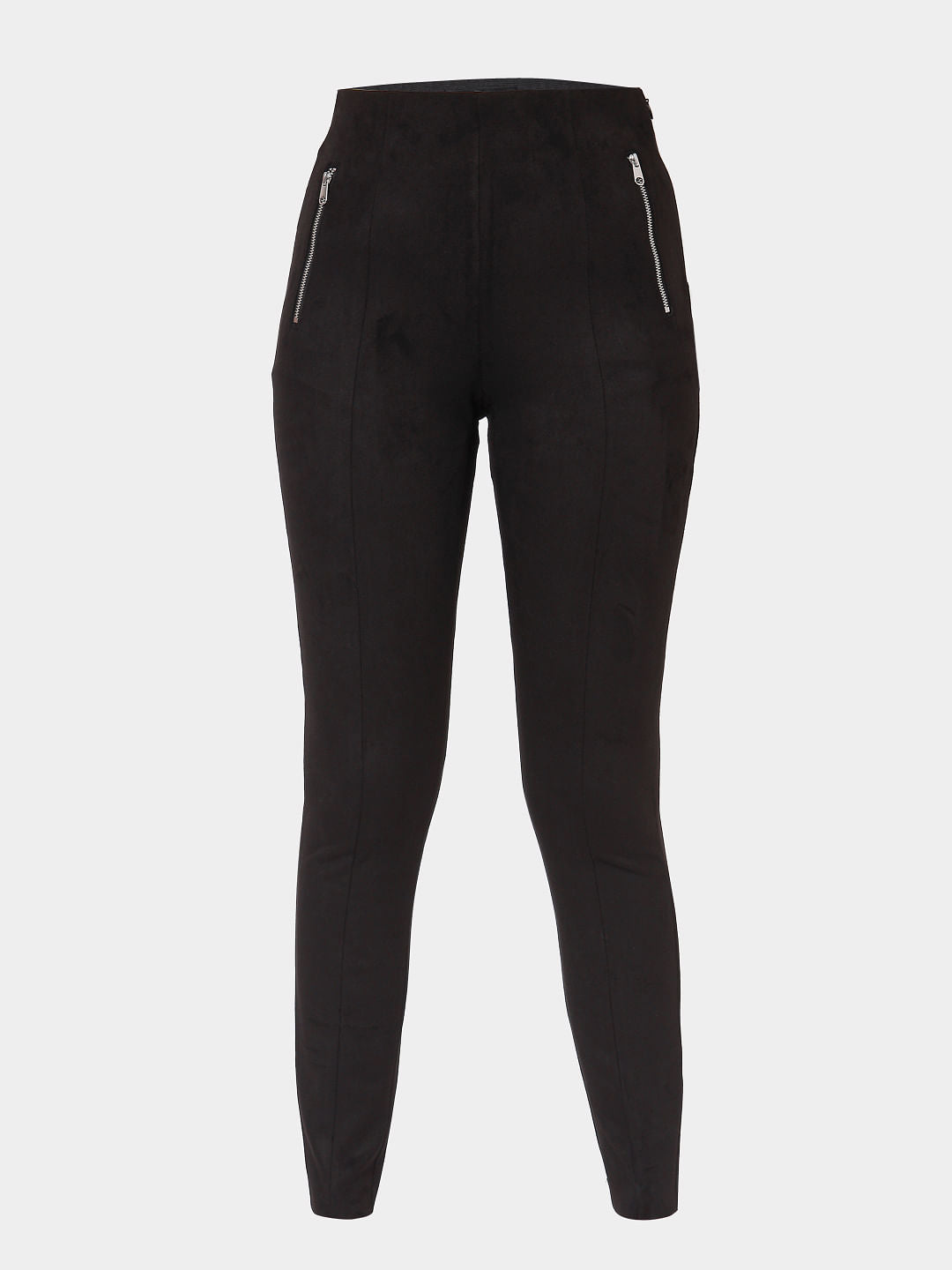 Black High Rise Faux Suede Leggings