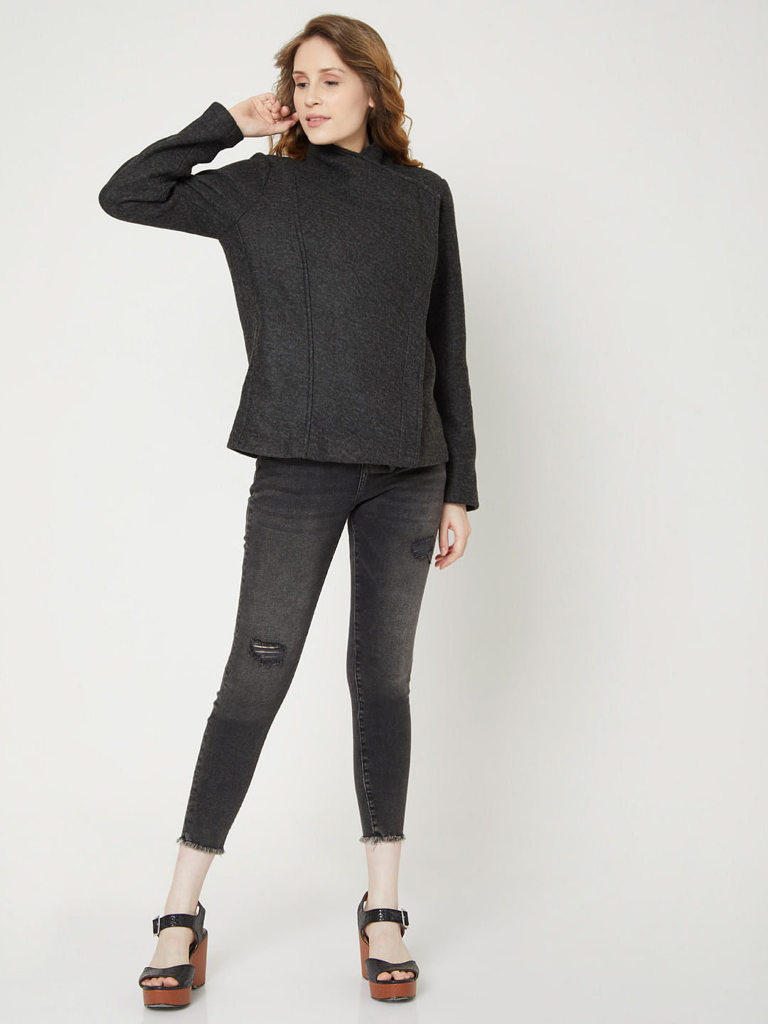 Dark Grey Overlap Jacket