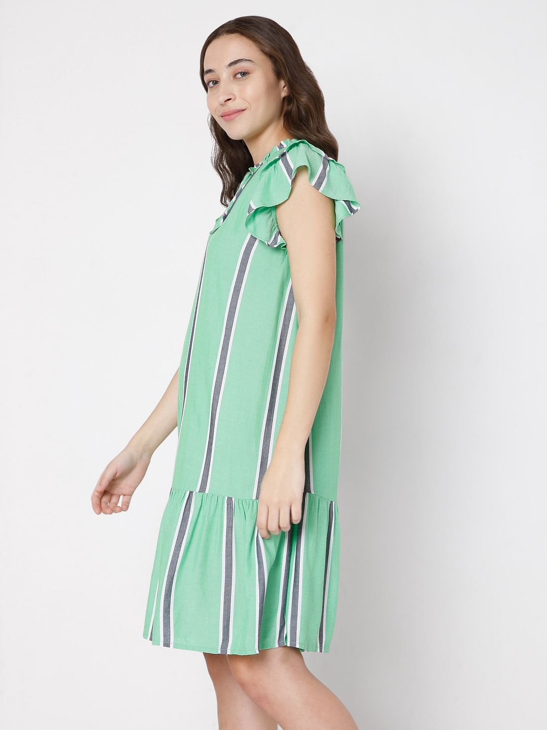 Green Striped Shift Dress