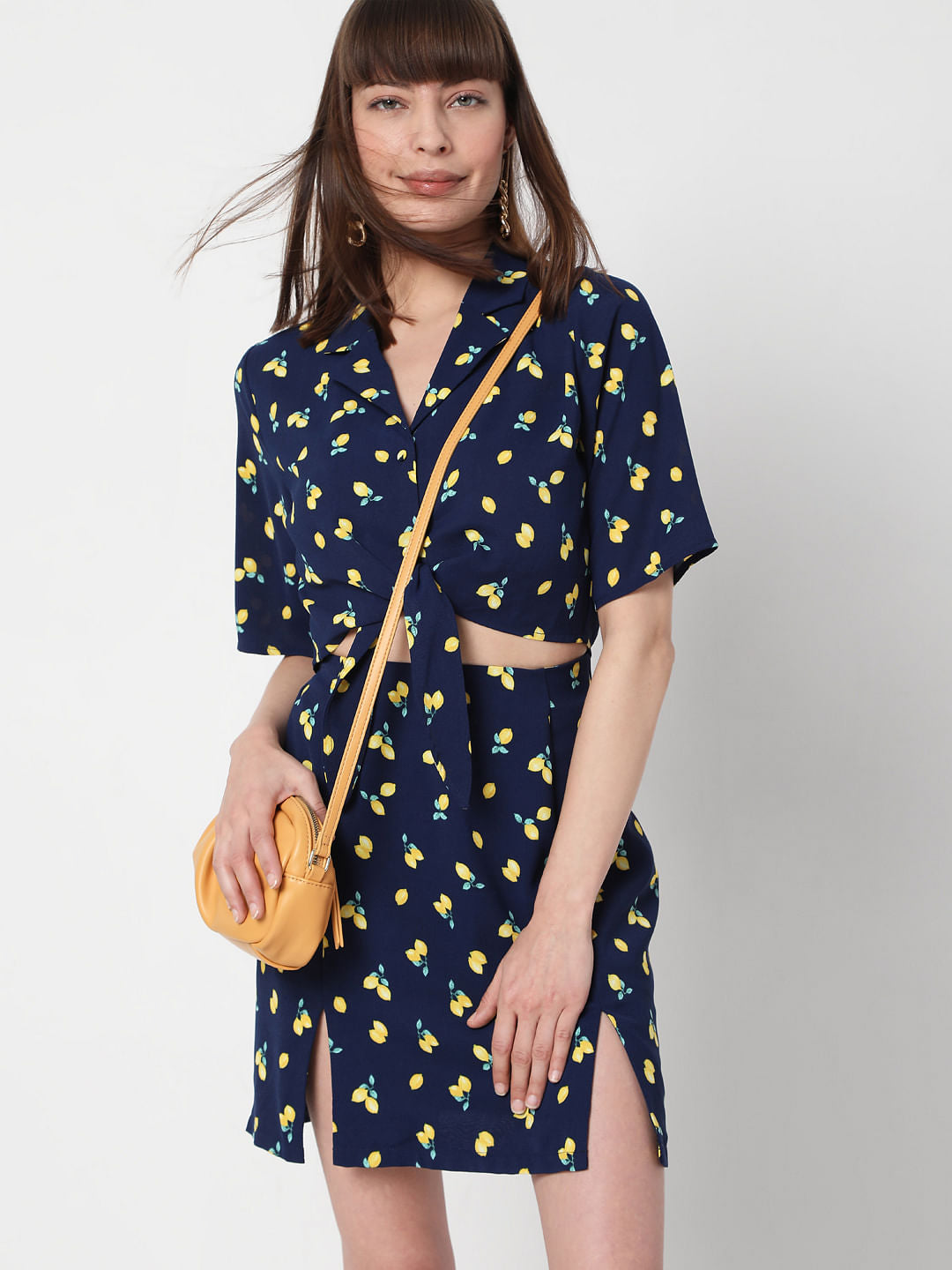 Blue Printed Co-Ord Set Skirt